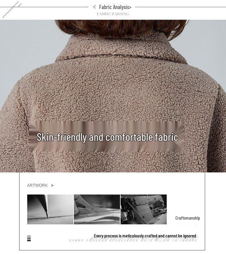 2023 Shearling Coat Women's Mid-Length Thickened Lambswool Fleece