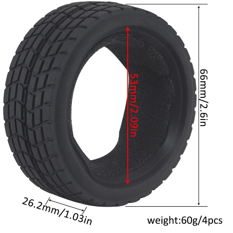 1:10 On-road Car Tires 63-68mm High Grip Rubber Tyre Hot Melt Tire Hsp 94123 Hpi Himoto Fw06 Tt01 Abrasion Resistant Racing Car