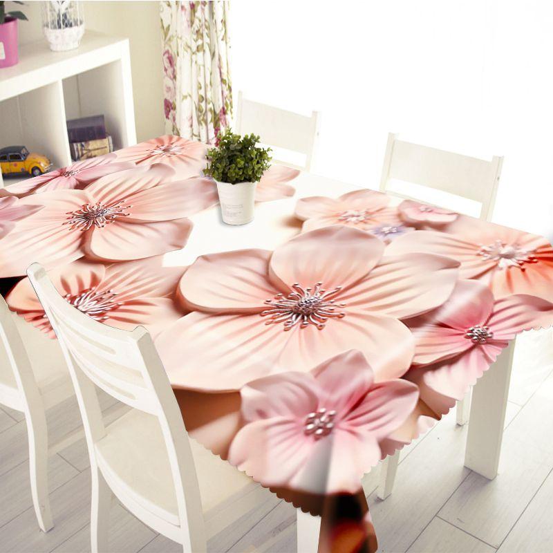 Embossed Flower Tablecloth Creative Colorful Wallflower Pattern Washable Thicken Rectangular Table Cloth For Wedding