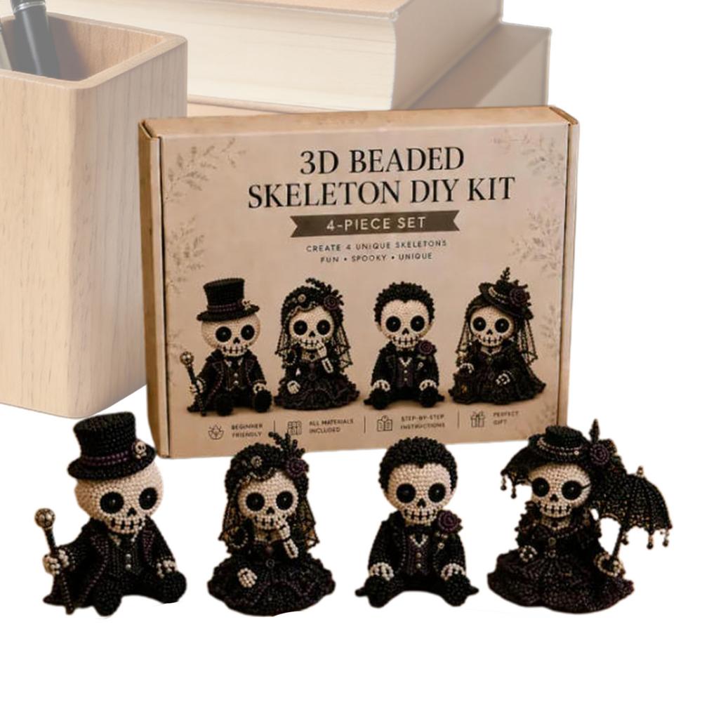 3D Perlen Halloween Totenkopf Set 3D Handgemachte Totenkopf Dekoration Mit Anleitung Skelett Bastelset Für Geburtstagsfeier Aktivität