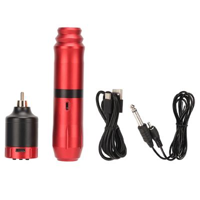 מכונת עט קעקועים רוטרי קיט עם ספק כוח 1300mAh כבל קליפס מחבר RCA עט קעקועים אלחוטי