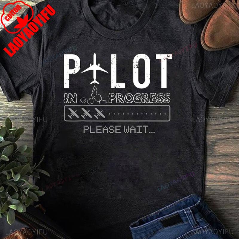 In Progress Funny Future Aviation Airplane TShirt Gift for Lover Unisex Vintage Classic Fashion Streetwear Crewneck Shortsleev