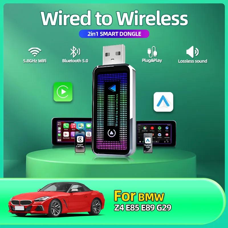 

2in1 Wireless CarPlay Android Auto Wireless Smart Dongle Mini Box Plug And Play For BMW X7 G07 Car Accessories Tools чёрный