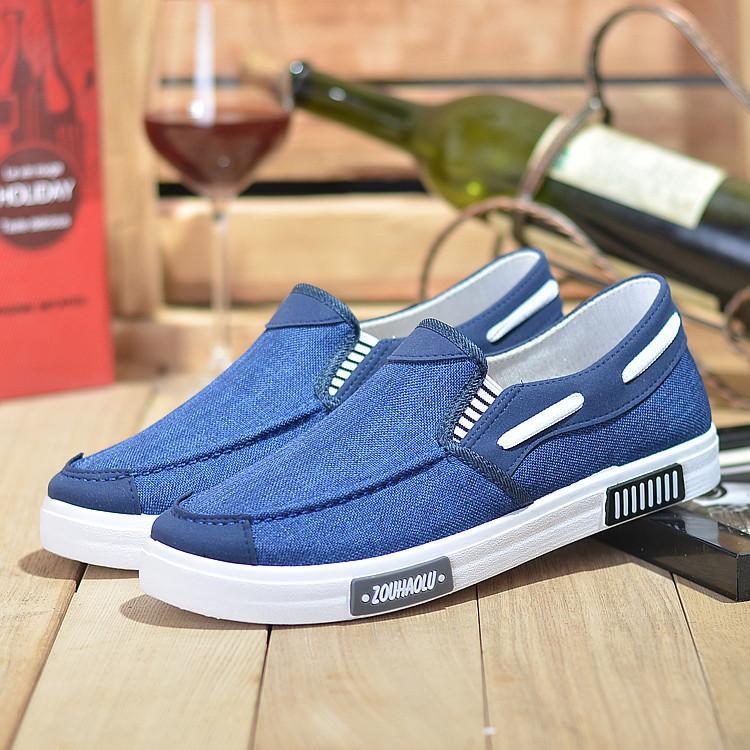 Herremote Pustende fritidssko Komfortable flate lerretssko Myke Slip-on Loafers