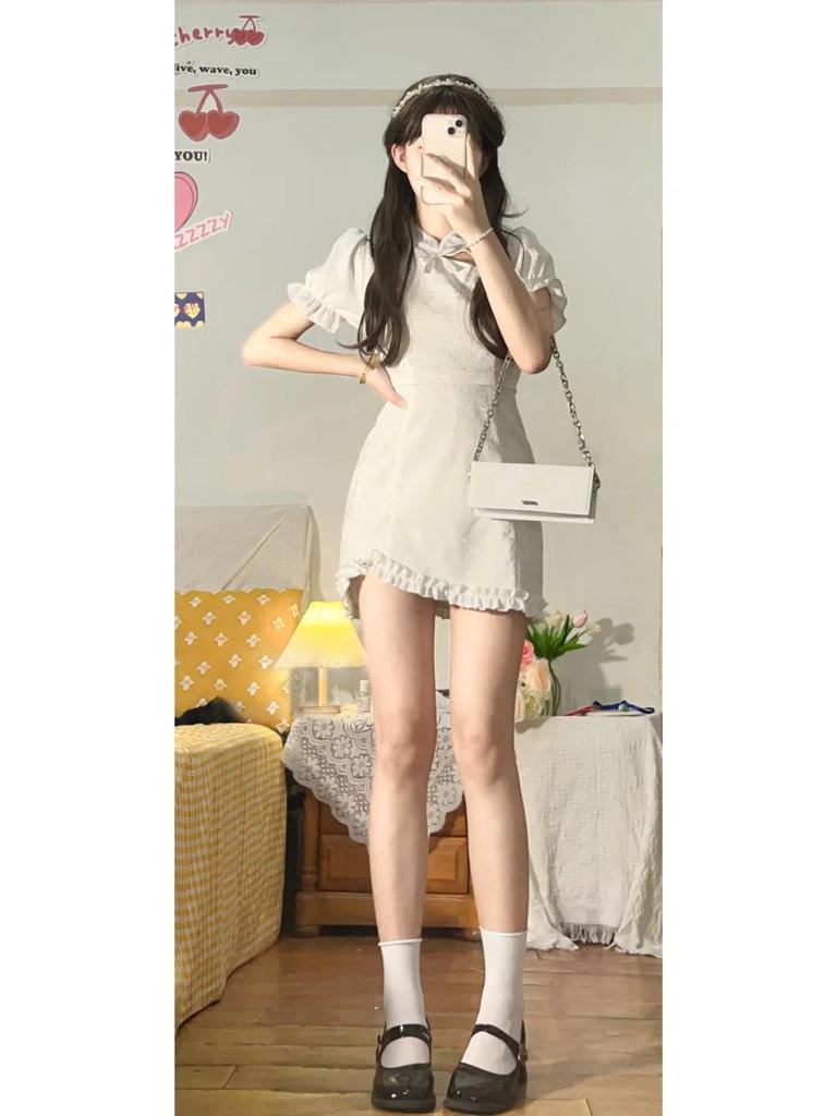 New Chinese dress women's spring and summer new improved cheongsam skirt bow girl national style short skirt