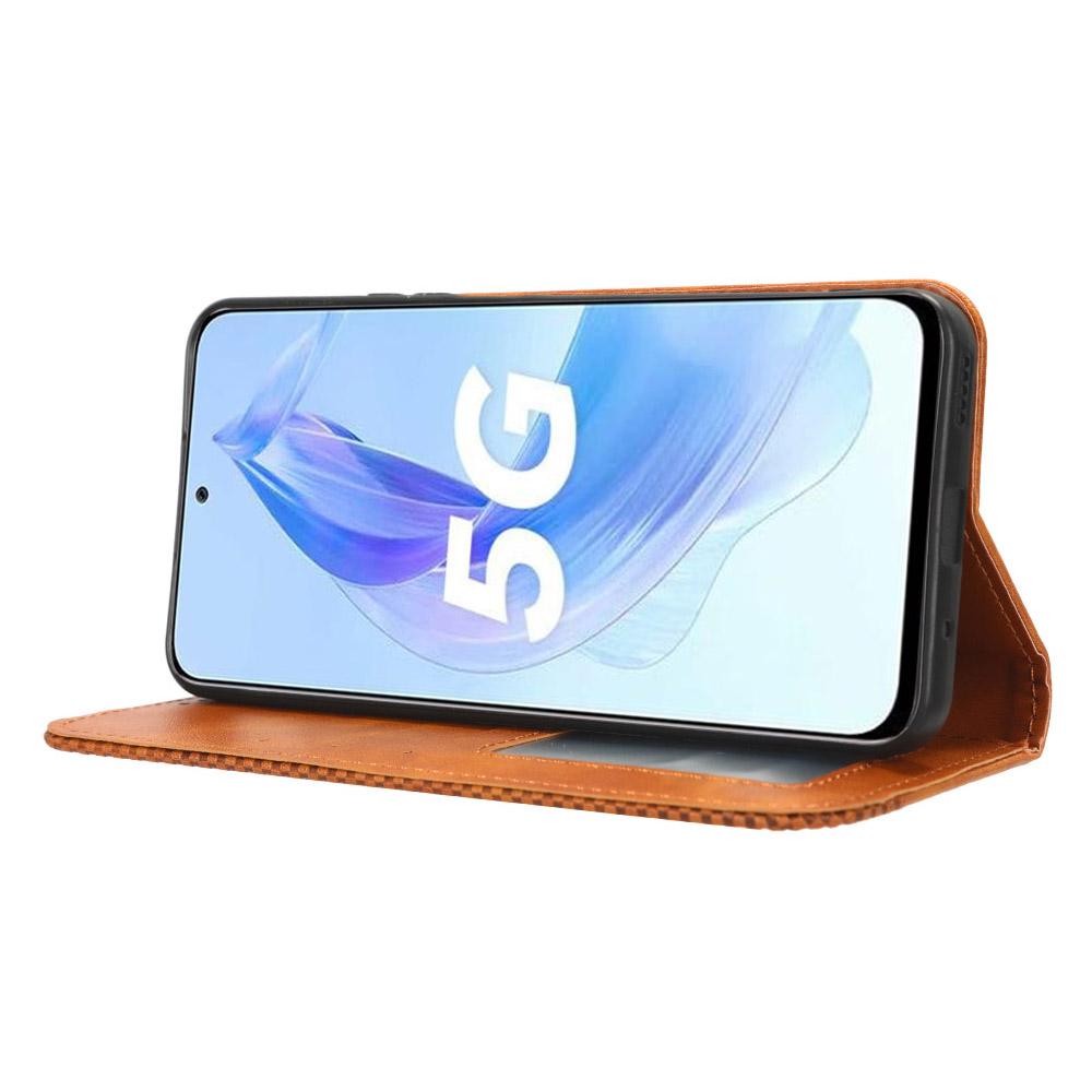 Stand Case for Honor 90 Lite 5G/X50i 5G Magnetic Shell Retro PU Leather Phone Wallet Flip Cover