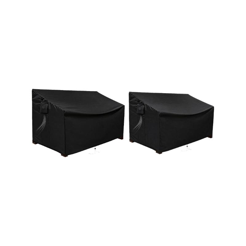 600D Fabric Patio Loveseat Cover with Rain and Debris Barrier, Bottom Cord Closure, 2 Side Fasteners, and Storage Pocket