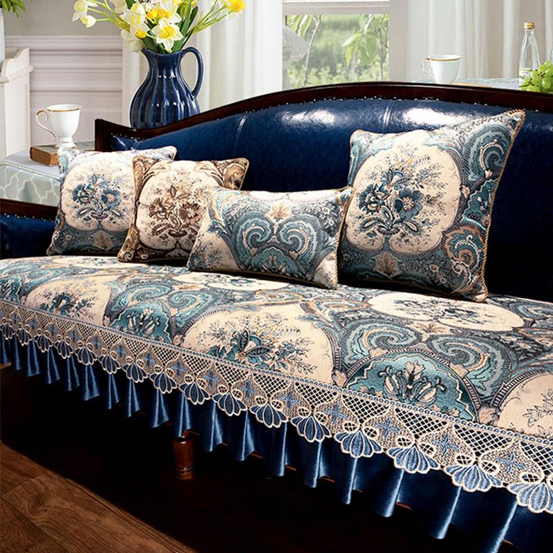 Jacquard Stickerei Chenille Sofakissen Zuhause Luxus Sitzkissen Wohnzimmer Rutschfester Sofabezug Möbelschutz Überwurf