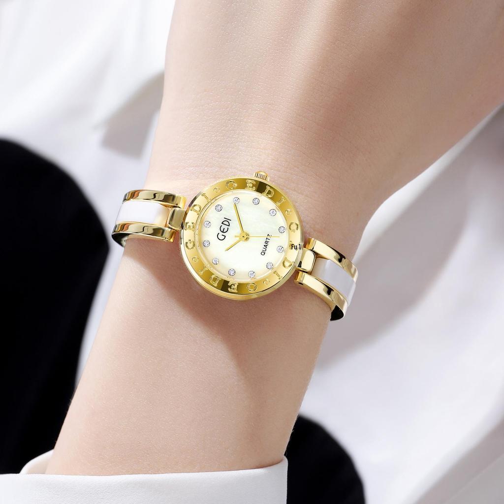 Gedi Retro Minimalist Women's Quartz Watch - Elegant Alloy Bracelet Design