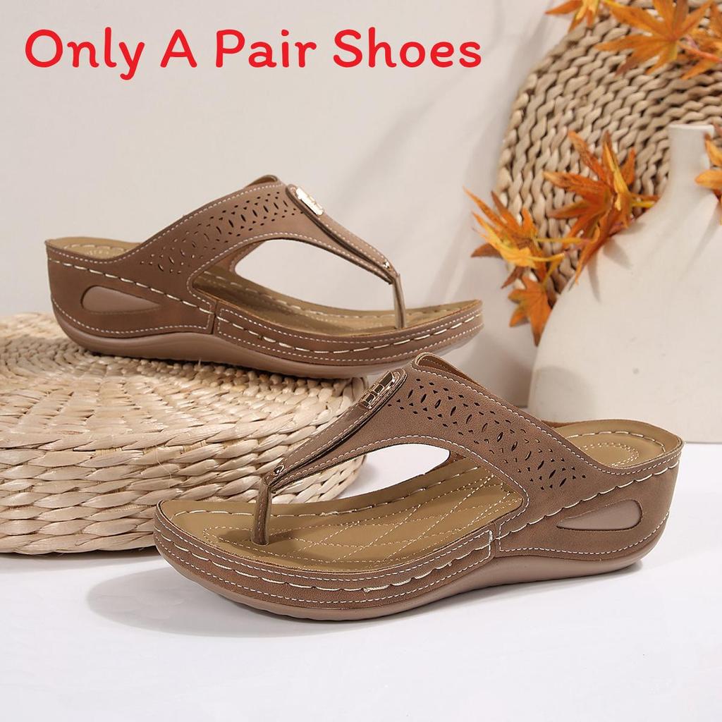 Summer Flip Flops For Women Large Size With Sole And Hollow Design For Beach And Casual Wear