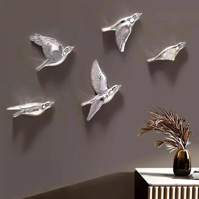 Nordic Figurine Miniatures White Birds Décor Wall In Wall Stickers 3d Birds Decor Garden Living Room Kids Room Decor Figurine