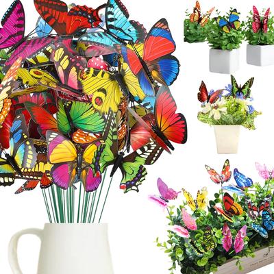 10–50 Stück Schmetterlings-Dekorationspfähle, wasserdicht, bunt, wunderliche Schmetterlingspfähle, Ornamente für Garten, Hof, Home, Party-Dekoration