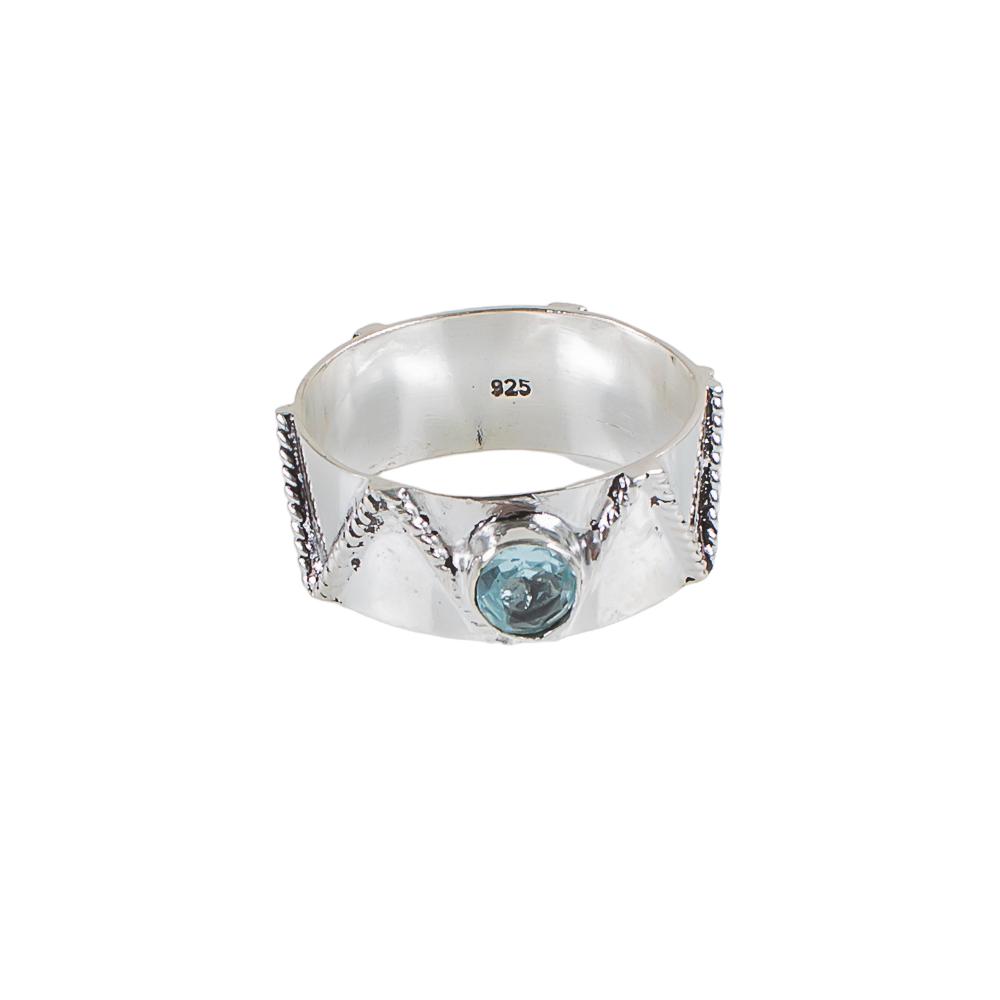Sky Blue Topaz Gemstone 925 Sterling Silver Jewelry Handmade Ring Gift For Him RR-15-12