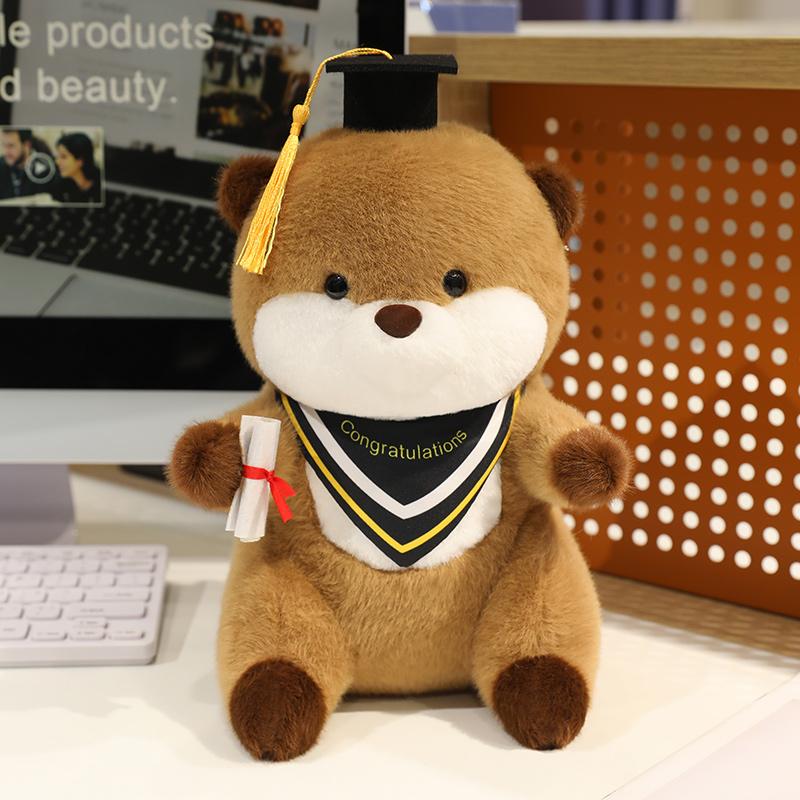 Creative 25cm Doctor Graduated Otter Animals Dolls Throw Pillow Funny Toys Dolls Cartoon Graduation Gifts for Students Decor