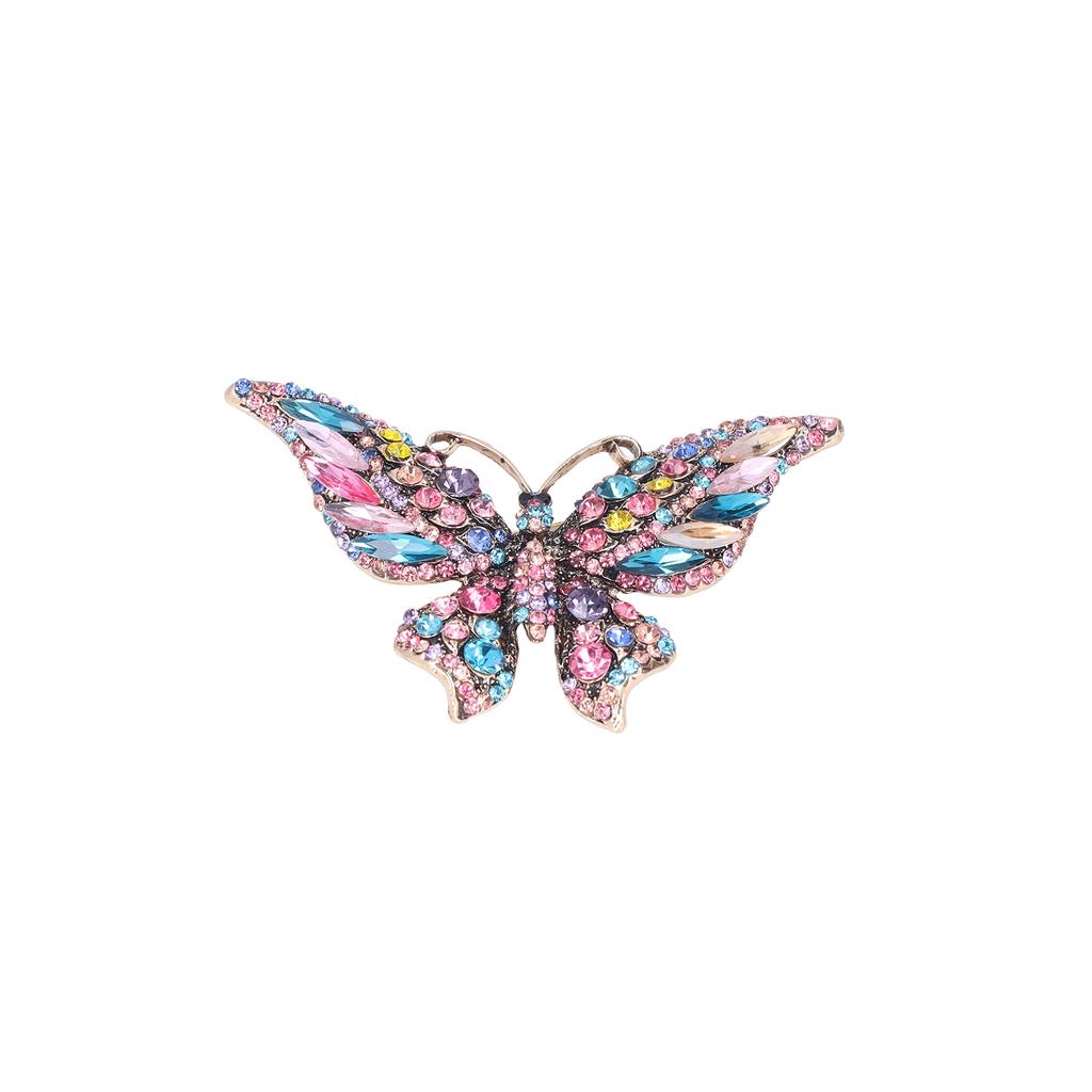 Butterfly Brooch Colorful Vintage Diamond Studded Crystal Metal Butterfly Brooch Decoration