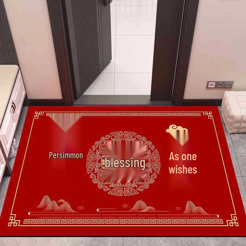 2026 New Year Red Non-slip Wear-resistant Entrance Door Mat Rug for Home and Hallway