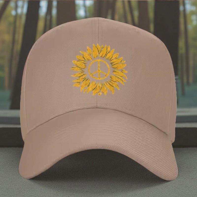 Cappellino da Baseball Girasole Segno di Pace Regolabile Unisex Casual da Esterno Cappello da Sole