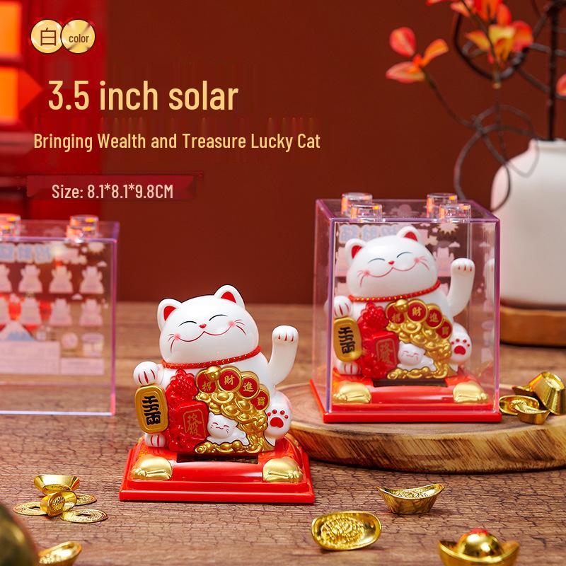 Solar-Powered Lion Dance Ornament: Chinese-Style Wealth-Attracting Car Decoration, Creative New Year Gift