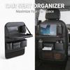 Rear Seat Organizer Premium Waterproof PU Leather Car Seat Back Pocket with Stain Proof Tablet Storage Kick Protector