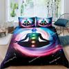 Funda nórdica de meditación de chakras bohemios, juego de cama de yoga con temática relajante, funda de edredón de loto con mandala exótico, decoración para dormitorio tamaño king