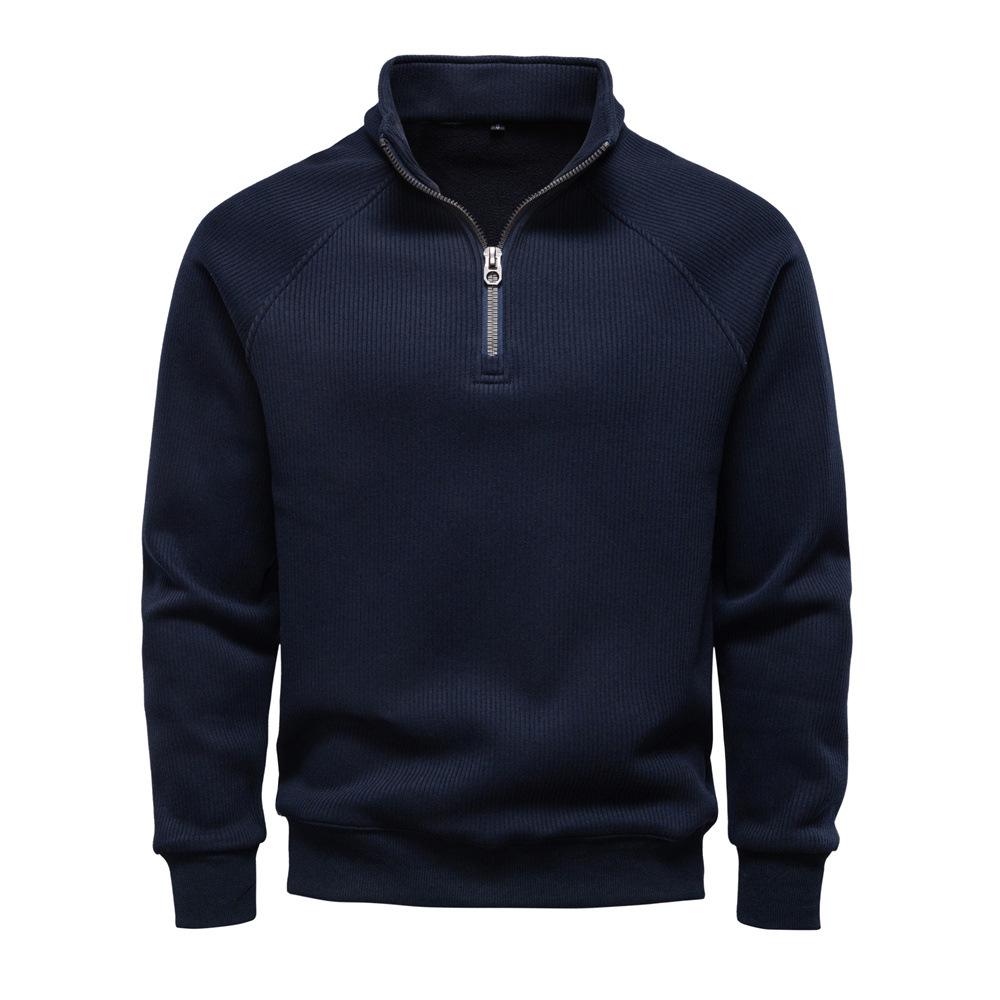 Men's Fleece Sweatshirt Long Sleeve Turtleneck Pullover Quarter Zipper Up Stand Collar Winter Fall Sweat Shirts for Men Texture Loose Pullover Tops