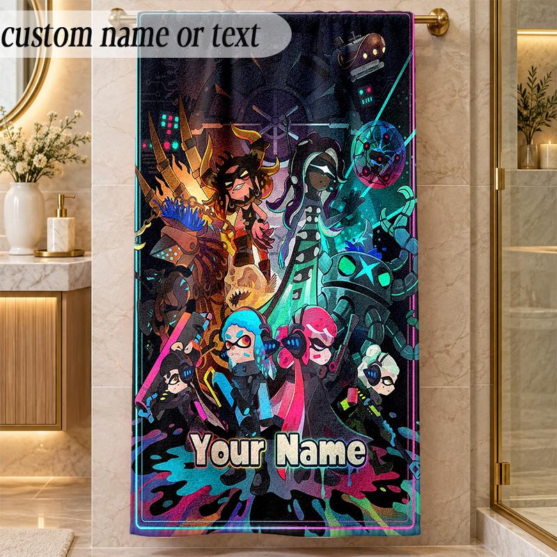 Beach TowelSplatoon Custom Name Text Personalized Soft Towel for Beach Pool Indoor Home Decor Gift