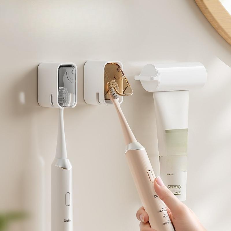 Simple Covered Toothbrush Rack, Dust-proof Wall-mounted Toothbrush Storage Rack, Electric Toothbrush Holder