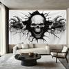 Arazzo in Poliestere Teschio di Halloween Design 3D Crepato Decorazione Per Soggiorno Festa Atmosfera Spettrale Alta Qualità Certificato