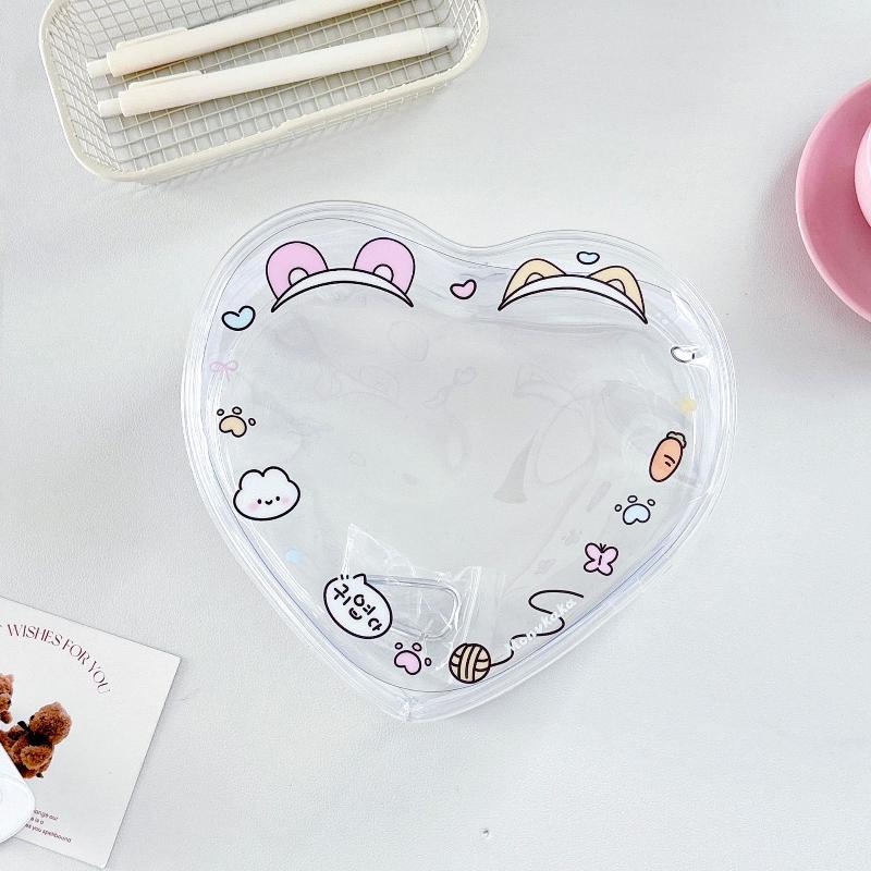 

M-PVC Storage Pouch Transparent Portable Storage Bag Heart-Shaped Storage Bag Lightweight Transparent Organizer For Luggage Bag