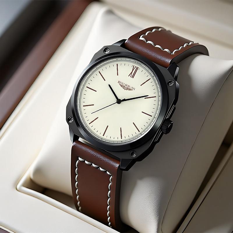 JYL Men's Watch Fashion Minimalist Quartz Leather Band