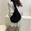2024 Korean Girlish Wrinkled Cloud Underarm Shoulder Bag - Solid Color Commuting and Shopping Bag