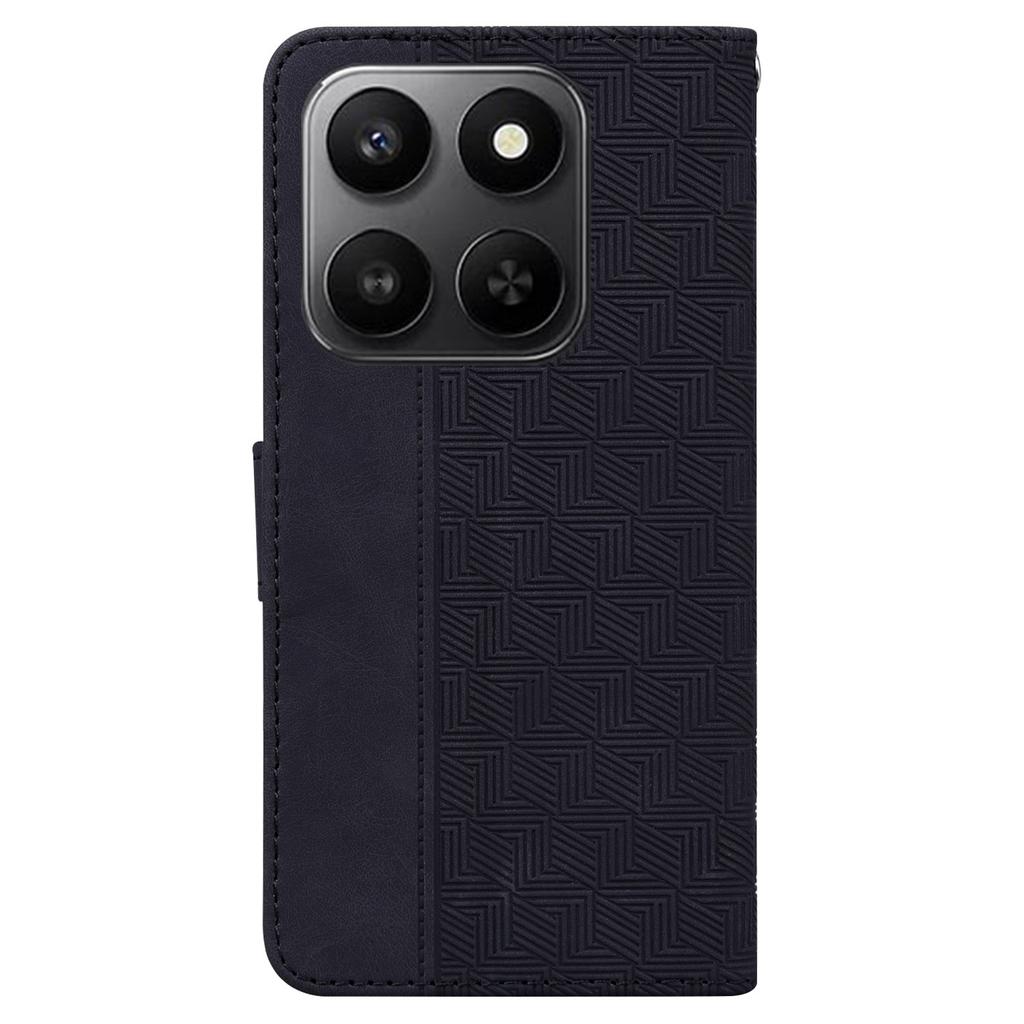 For Honor 400 Smart 5G/4G/X7d 4G Case Geometry Pattern Leather Wallet Phone Cover with Wrist Strap