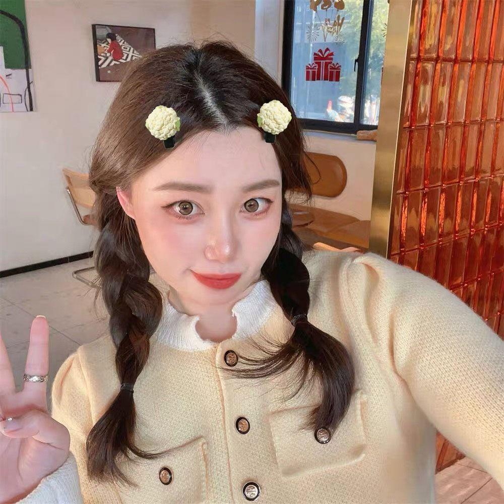 Mini Vegetable Hair Clip Solid Color Funny Barrette Creative Food Side Bangs Clip Travel