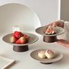 Ceramic Fruit Plate Rustic Snack Tray Footed Dessert Dish Home Tea Pastry Kitchen Tableware