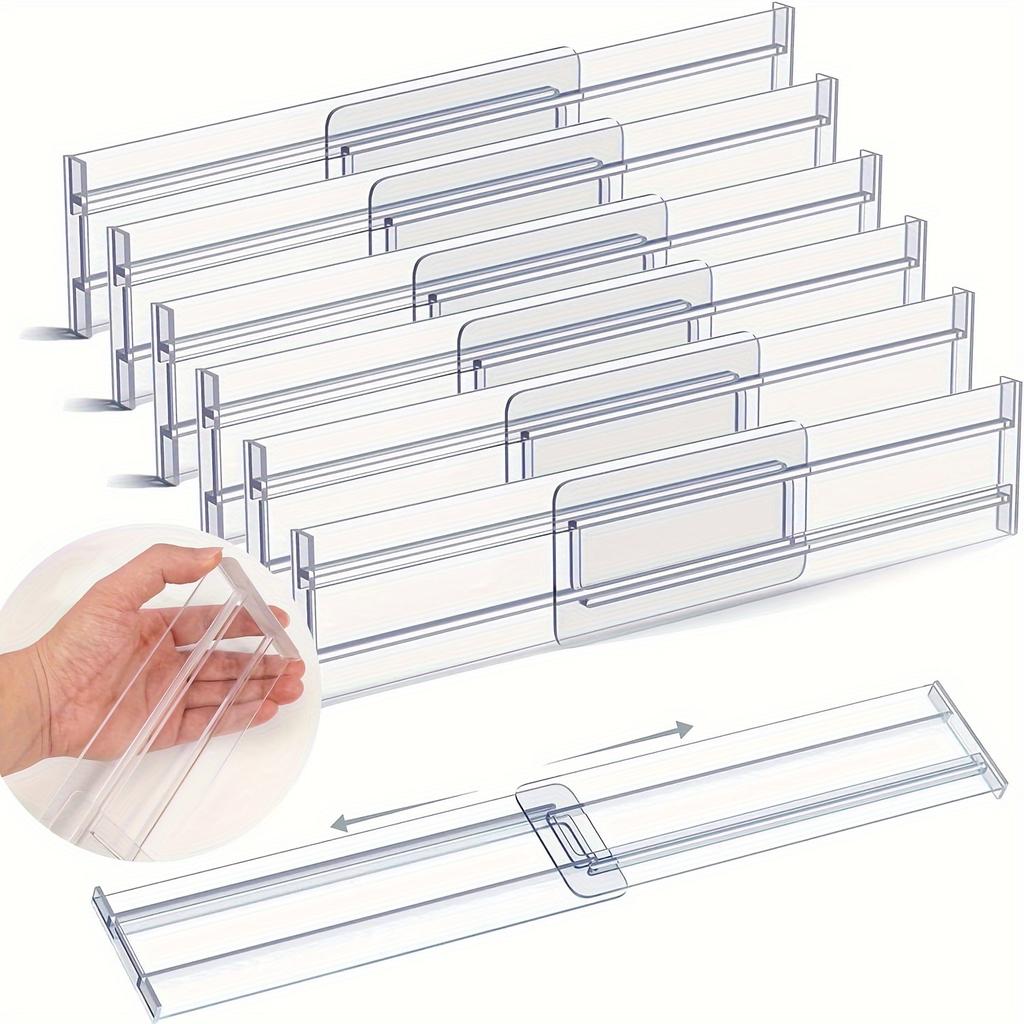 Adjustable Transparent Plastic Drawer Dividers,Expandable Organizers For Home & Office,Clear Storage Separators,With Rubber Pads