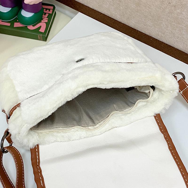 Cute Cat Face Plush Shoulder Messenger Bag For Women Lovely Beautiful Cartoon Handbag Crossbody Bags