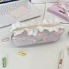 Sweet Lace Ladies Clutch Cosmetic Bags Cute Cat Prints Women's Portable Storage Bags Candy Color Large Capacity Girl Pencil Case