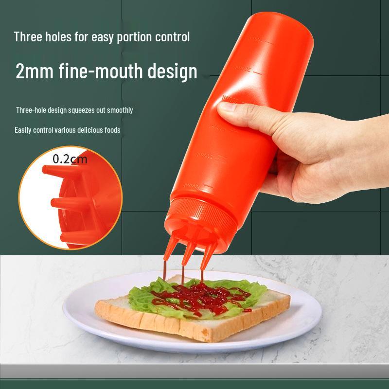 Flacone Squeeze in Plastica a Tre Fori con Ugello per Condimenti - Ideale per Salsa per Insalata, Ketchup, Salsa di Soia e Condimenti.