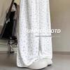 Women's Summer Floral Wide-Leg Pants: High-Waisted, Elastic Waist, Mori Style, Petite 145-150, Casual & Loose.