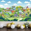 Banner de Fondo de Foto 2D Lindo de Pueblo Suburbano para Niños para Fiesta de Cumpleaños