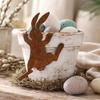Rusty Metal Rabbit Statue, Foldable Hanging Metal Decoration, Outdoor Garden Art, Versatile Placement, Easy To Install, Perfect Home Landscape Gift