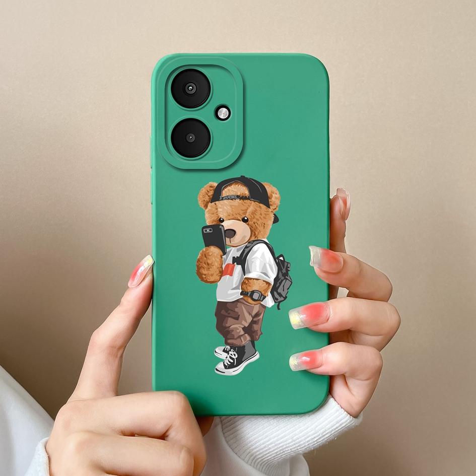 Flytende silikon for Xiaomi Poco X6 F5 Pro F6 M6 Pro 5G X 6 M 6 F 5 Deksel Panda tegneseriemønster Høykvalitets støtsikker telefonvesker Bumperhus