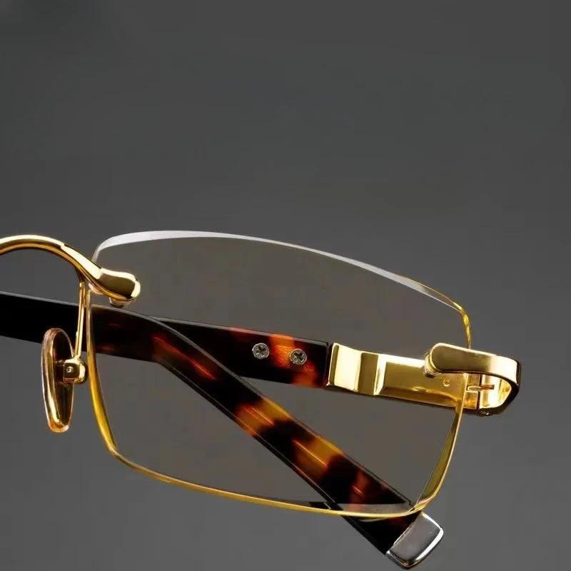 Men's Metal Material Presbyopia Glasses Borderless Advanced Reading Glasses Eye Protection Business Glasses