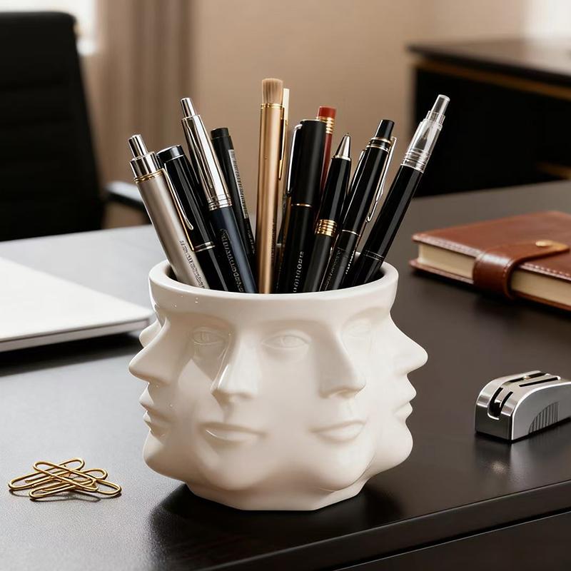 Creative Multi Sided Facial Pen Holder Home Storage Ornament Office Desktop Decoration Ornaments Commemorative Gifts