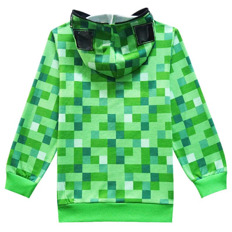 Kids Boys Girls Green Game Long Sleeves Zipper Jacket Coat Pants Sets Halloween Cosplay Costumes Role Play Outfit