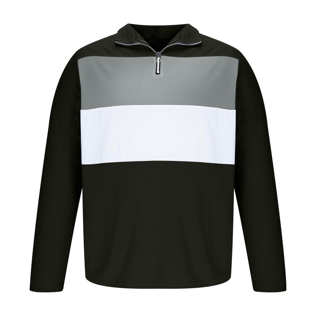 Men Colorblock - Mens Long Sleeve  Sweatshirts Stand Collar Fall Outfits