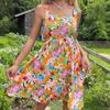 Summer Women's Suspender Printed Sleeveless Dress Beach Vacation Casual Dresses