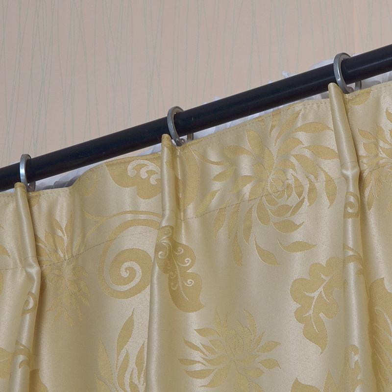 European Style Gold Floral Polyester Curtains for Living/Bedroom, 1.7x2.2m, Various Sizes, Rod Pocket or Hook