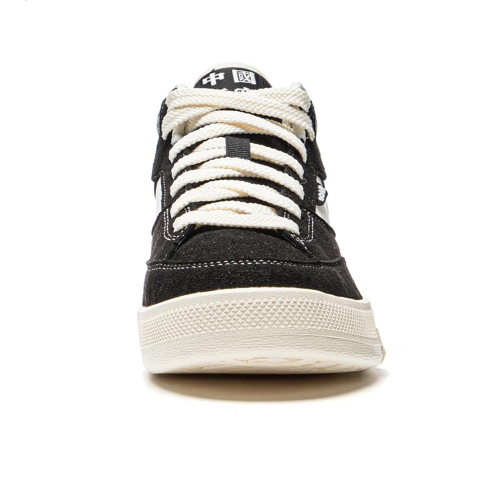Li Ning Slip Resistant, Abrasion Resistant, Impact Resistant Mid Top Skateboard Shoes Women's White Black AECU036-2