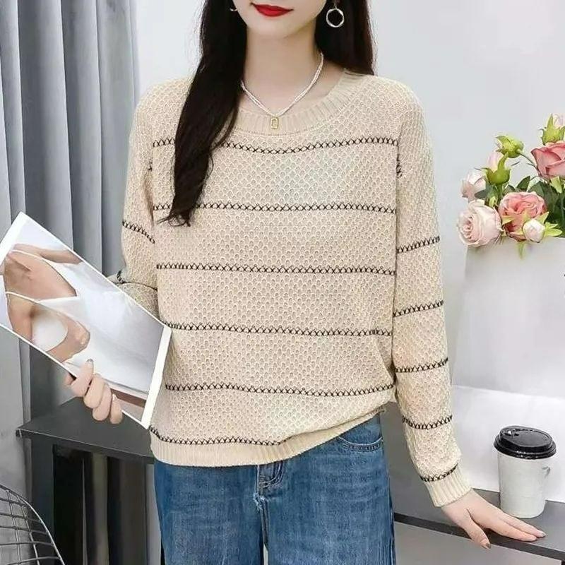 Plus Size Casual Wear Men's Spring and Autumn Thin Knit Sweater Fat Bottoming Shirt Loose Sweater Women